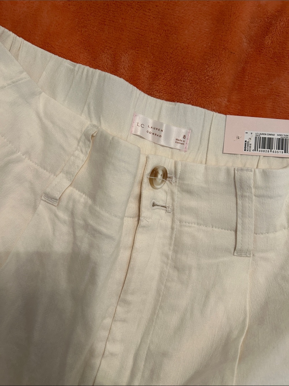 LC Lauren Conrad Off-White Linen-Blend Trousers